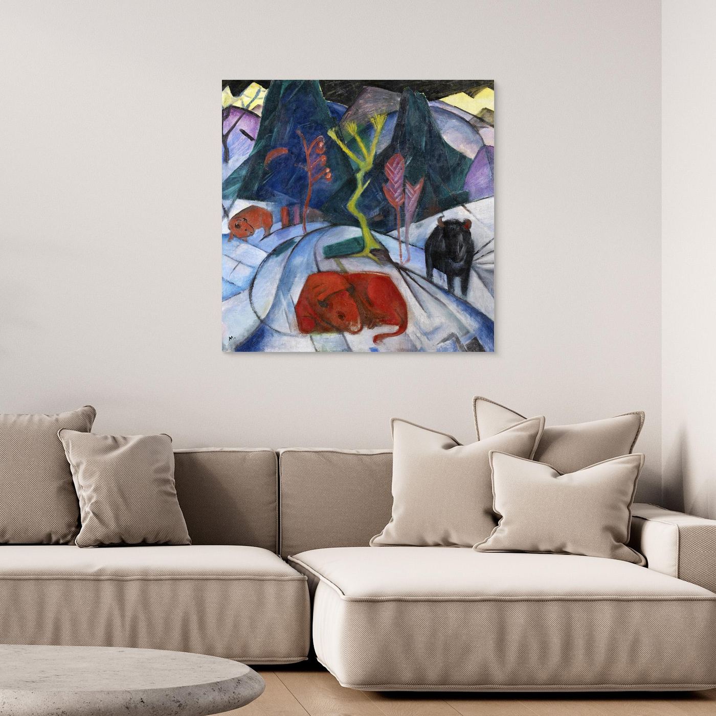Bizon v zimě (červený bizon), Franz Marc