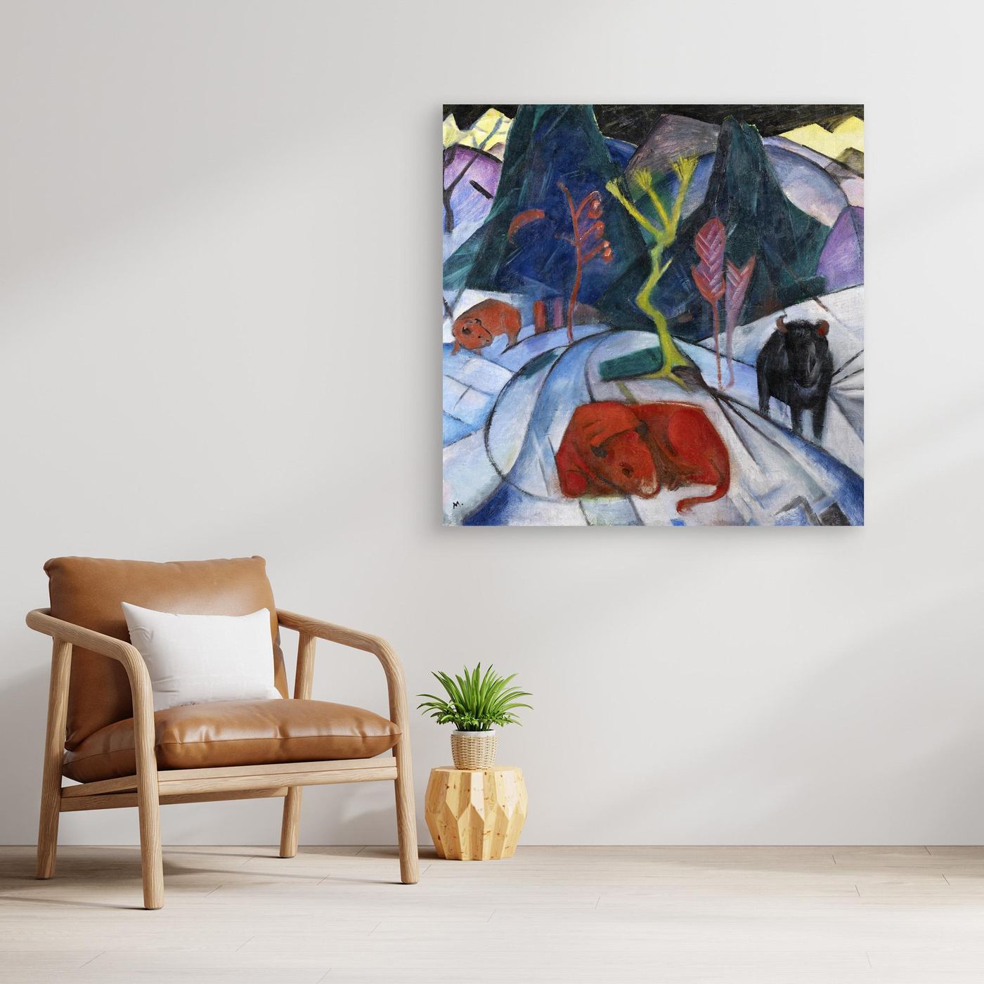 Bizon v zimě (červený bizon), Franz Marc