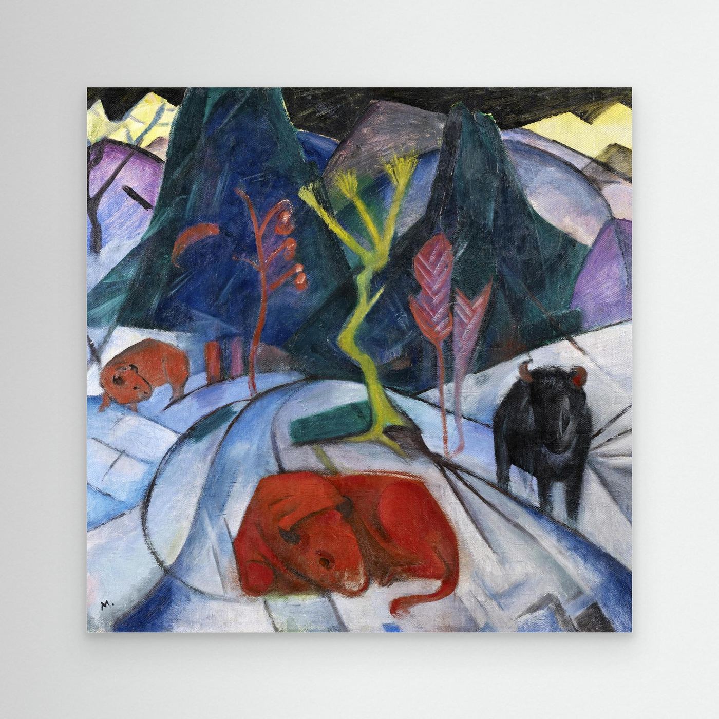 Bizon v zimě (červený bizon), Franz Marc