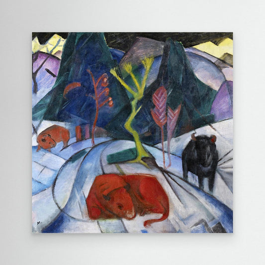 Bizon v zimě (červený bizon), Franz Marc